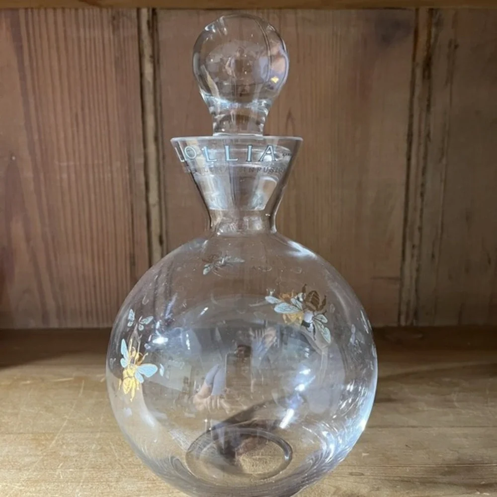 Lollia Floral Infusion Sugared Pastille Decanter, EMPTY Gold Bees, Glass Stopper